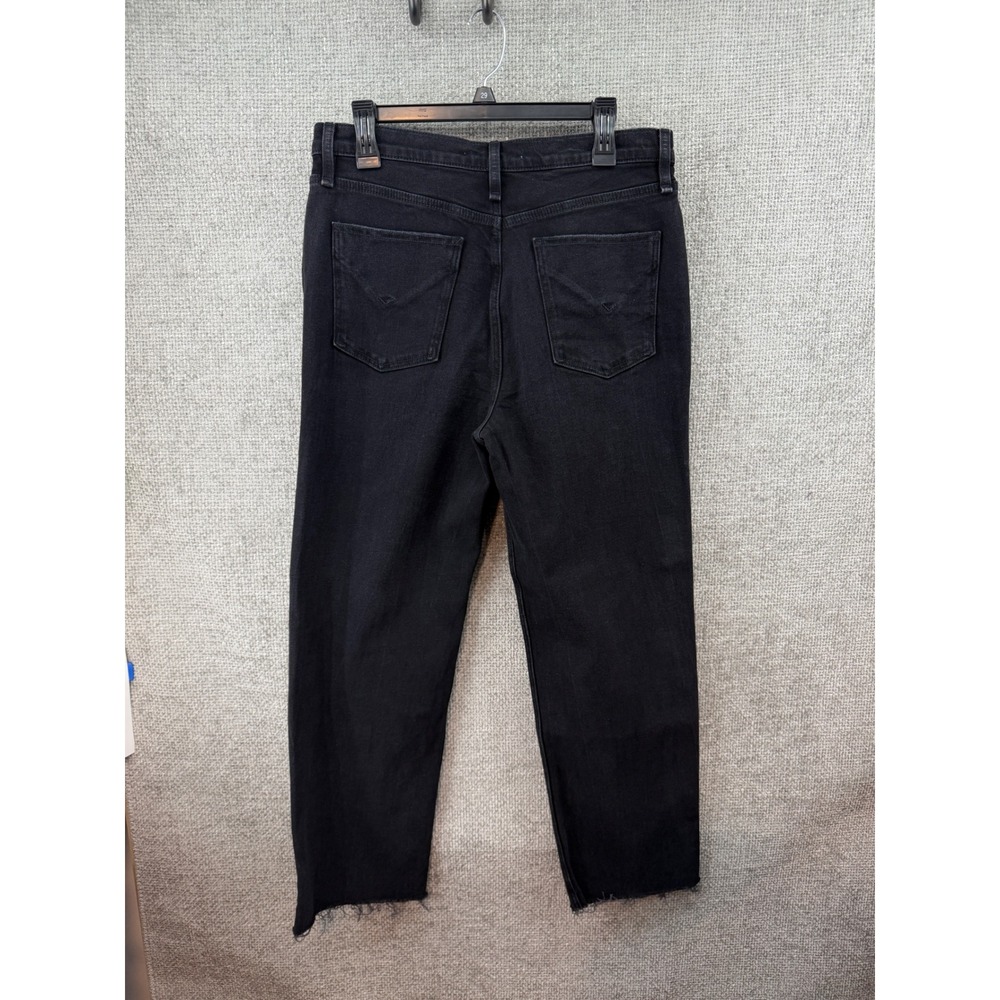 Hudson Remi Women's‎ Size 32 High Rise Straight Leg Jeans Black Raw Hem Stretch - Picture 2 of 10